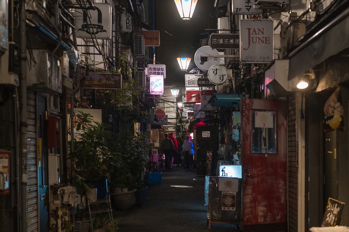 Shinjuku Golden Gai narrow alley at night